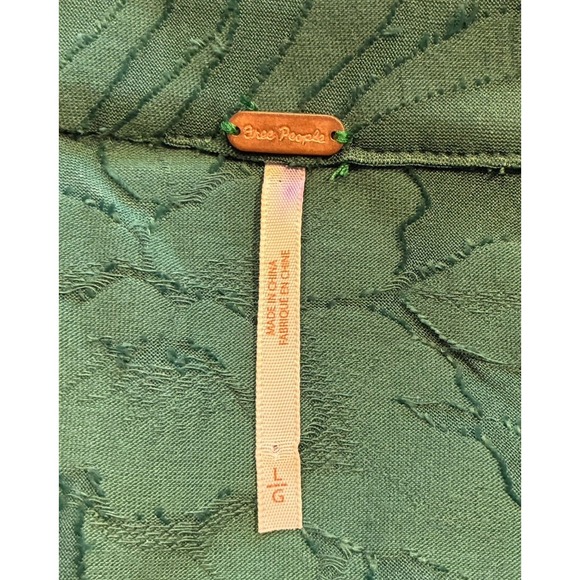 Free People Cant Stop Dreaming Tunic Top Womens Size Large Green Textured - Picture 5 of 6